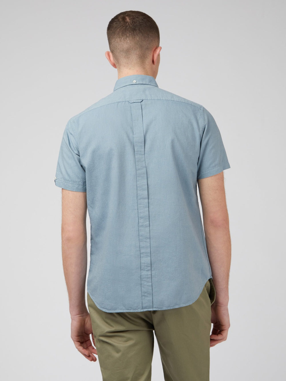 Chemises Ben Sherman Signature Organic Short-Sleeve Oxford Shadow Bleu Grise | HME-58352049